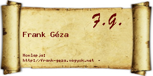 Frank Géza névjegykártya
