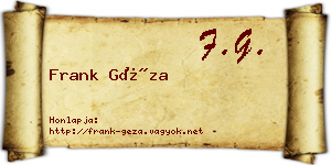 Frank Géza névjegykártya