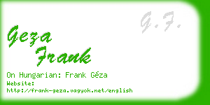 geza frank business card